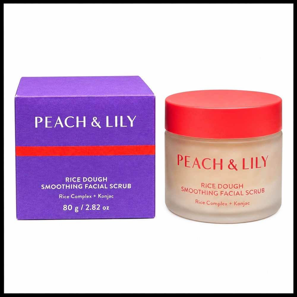 Peach & Lily Rice Dough Smoothing Facial Scrub 80g 2.82oz Rice Complex Konjac